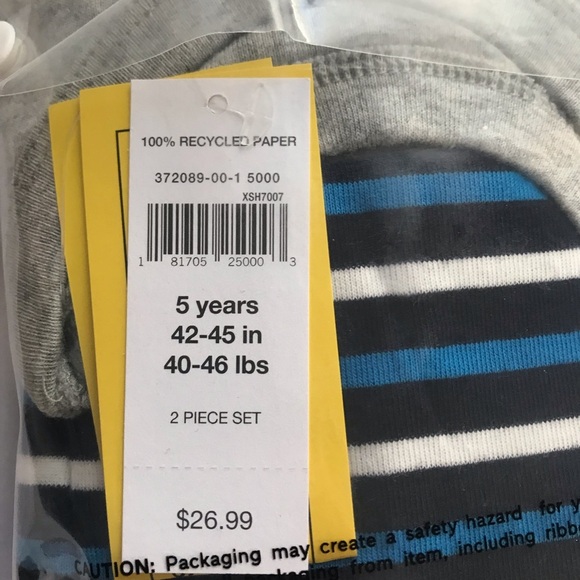 Baby Gap Pajama Set Long Sleeve Blue Stripe New - Picture 6 of 6